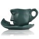 thumbnail image 1 of Juego de tazas de café de 230 ml, arte abstracto creativo, taza de café para besar, con rebanada y cuchara, decoración de vajilla de oficina en el hogar de lujo ligero (verde)., 1 of 6