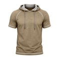 thumbnail image 2 of Yertdoel Hoodies for Men Solid Color Short Sleeve Drawstring Hooded Sweatshirt Fall Comfy Breathable Workout Fitness Casual Tops, 2 of 6