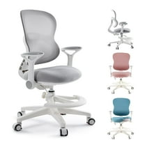 Kids Study Desk Chair, Ergonomic Adjustable Height Children's Study Chair, Swivel Mesh Desk Chair with Wheels, Home Office Chair for Children in Home Bedroom-Includes 2 Free Chair Covers