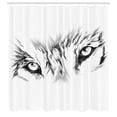 thumbnail image 3 of Ambesonne Tattoo Shower Curtain, Winter Animal Wild Wolf, 69"Wx70"L, White and Black, 3 of 5