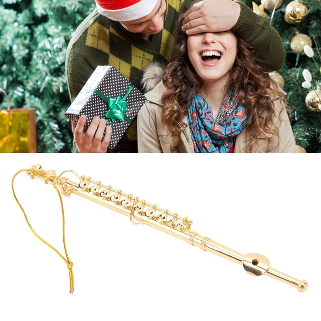 Gold Flute Model, Sturdy Coated Appearance Alloy Material Mini Flute Exquisite Workmanship for Household
