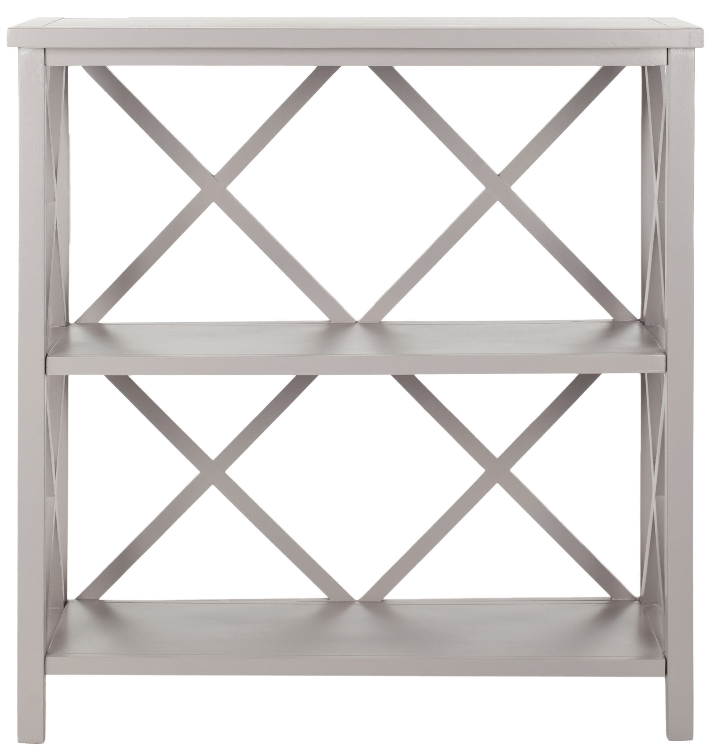 SAFAVIEH Liam Duo X-Back 2 Tier Open Bookcase, Quartz Grey