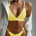 thumbnail image 5 of Women's Ribbed O-Ring String Padded Low Waisted Bikini Set Swimsuit, 5 of 5