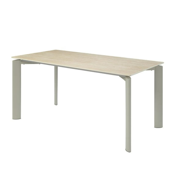 ACME Ingram Contemporary Metal & Ceramic Rectangular Dining Table in Light Gray