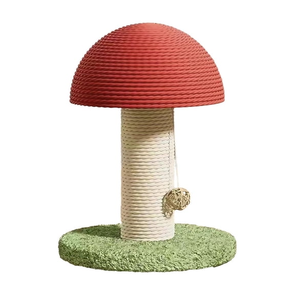 Lypsnake Mushroom Cat Scratching Post, Natural Sisal Claw Grinding Toy with Stable Round Base, Cute Indoor Cat Scratcher Furniture for Kitten Adult Cat Daily Nail Care
