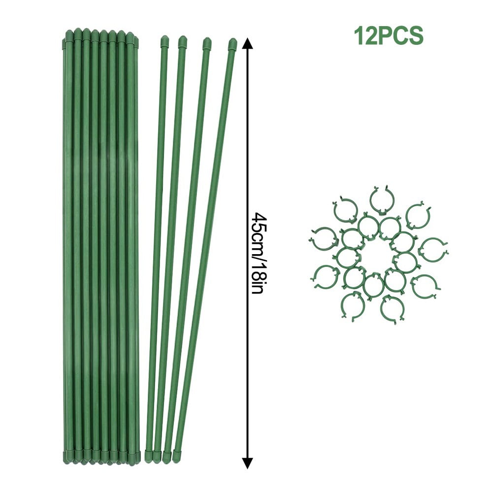 Yannee 12 Pcs Bamboo Sticks Plant Stake Green Adjustable Garden Single
