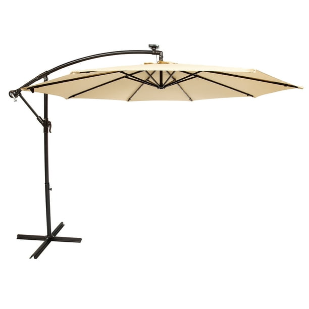Living Accents 8389173 10 Tan Tiltable Offset Living Accents Patio Umbrella Walmart Com Walmart Com