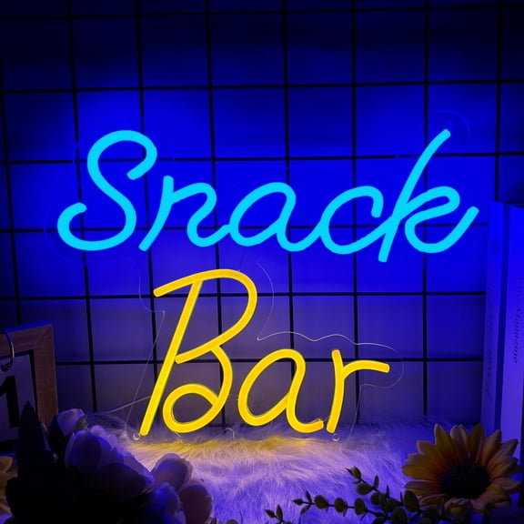 Snack Bar Neon Sign for Wall Decor, USB Powered Snack Bar Led Sign, Reusable Snack Light Up Sign for Boys and Girls, Light Up Sign for Bedroom and Livingroom