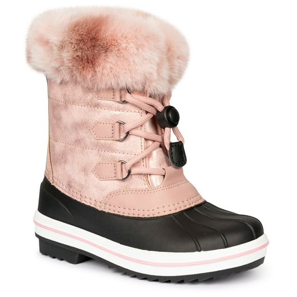 Trespass Botte de Neige Unisexe pour Enfants avec Doublure Isolée et Garniture en Fausse Fourrure Eiry
