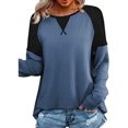 thumbnail image 2 of Pompotops Mode T-Shirt d'Été pour Femmes Manches Longues Patchwork Décontracté Blouse, 2 of 6