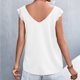 thumbnail image 5 of Moda mujer verano sin mangas Color sólido cuello pico encaje Casual blusa Tops Fridja  qr5816, 5 of 5