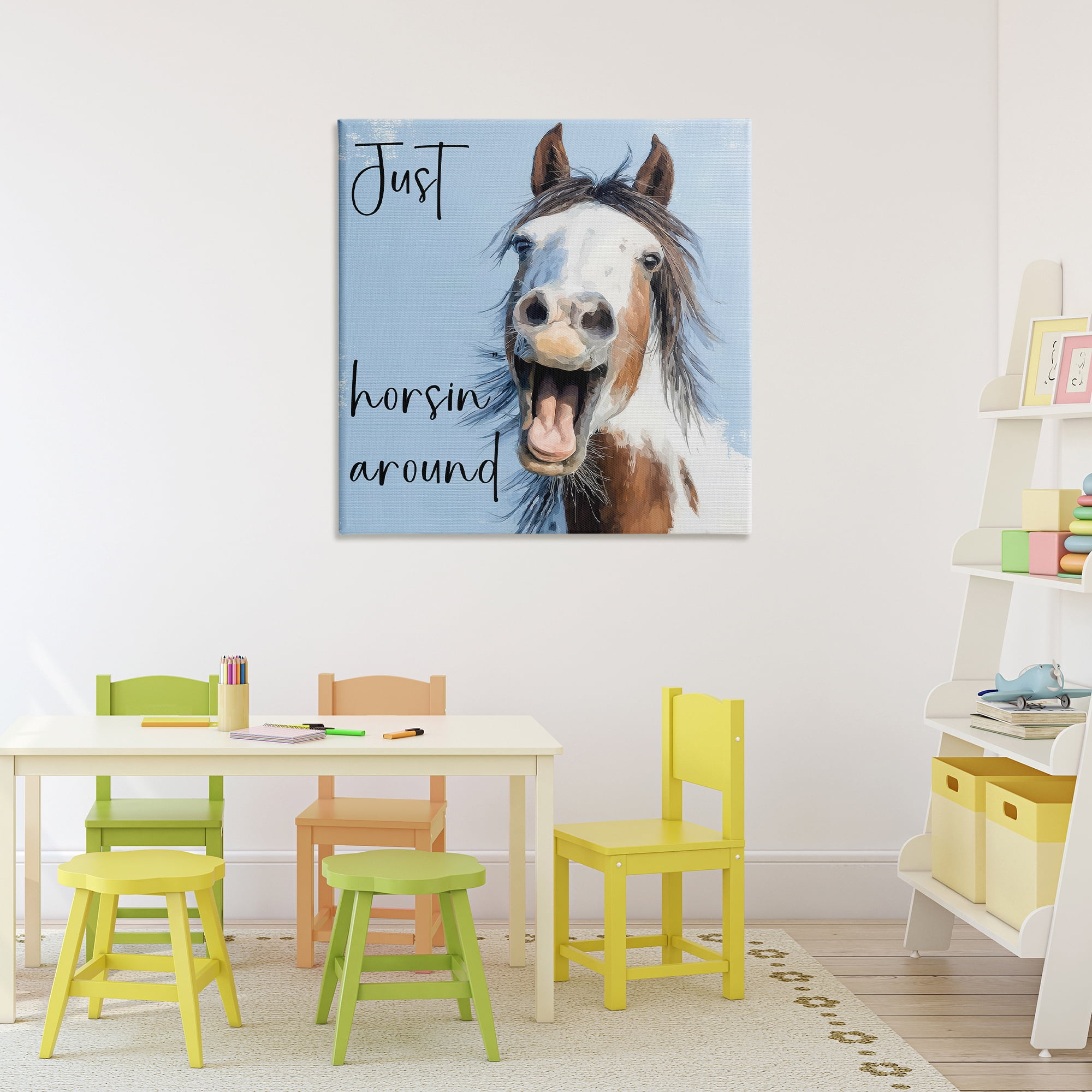 Stupell Industries Just Horsin' Around Canvas Wall Art, design by Kim Curinga