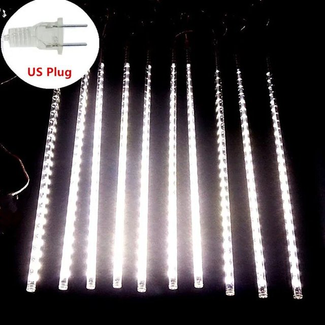 Guirnalda de luces LED impermeables para exteriores, 8 tubos de lluvia de meteoros, para árbol, Navidad, boda, fiesta, decoración de Navidad