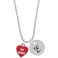 thumbnail image 1 of Delight Jewelry Acrylic Red "Be Mine / Kiss Me" Heart Silvertone Script Initial Disc - E - Charm Necklace, 20"+3", 1 of 4