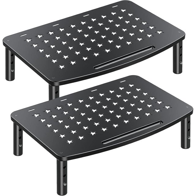 Baicccf ?2 Pack Monitor?stands Risers,?3 Height Adjustable Monitor?riser For Laptop, Printer, Imac, Pc, Premium Metal Monitor?stand?riser For 2 Monito