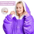 thumbnail image 3 of PMONPA Wearable Blanket Hoodie, Flannel Sherpa Fleece, Warm and Cozy Giant Sweatshirt for Adult, Woman and Man, One Size Fits All (Light Purple), 3 of 7