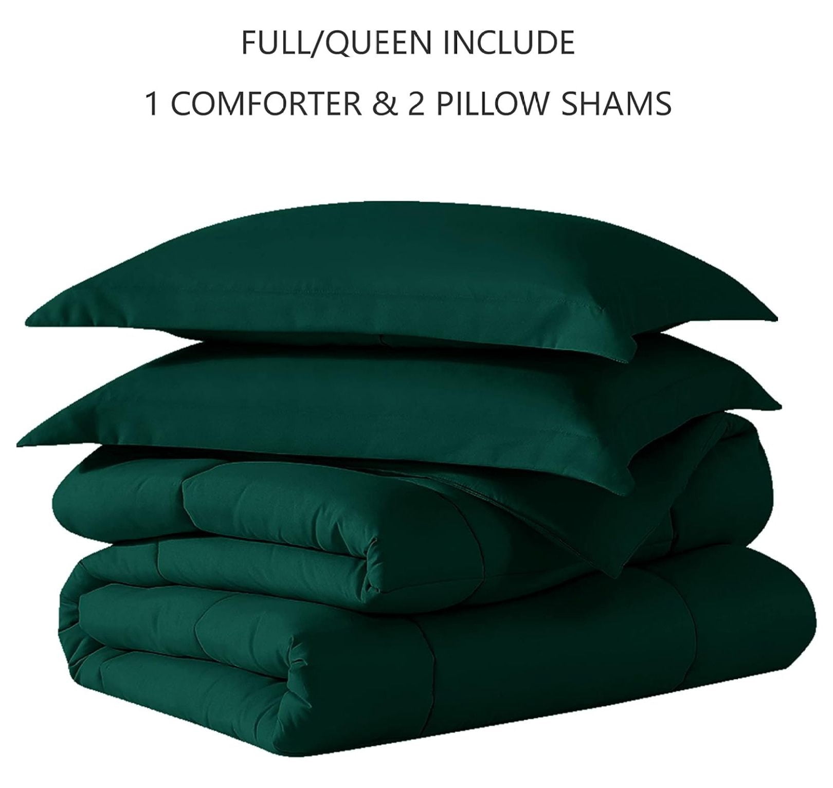 saney Comforter Set, Down Alternative Ultra Soft Microfiber, 3 Pieces with 1 Comforter and 2 Pillow Shams, Oeko-Tex Comforter for Full and Queen size Bed, Dark Green Comforters