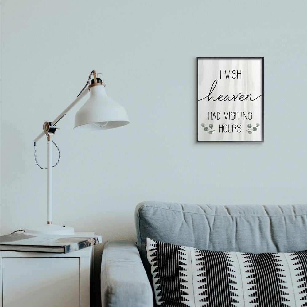 Stupell Industries Wish Heaven Had Visiting Hours Sentimental Grief Quote Framed Wall Art Design by Daphne Polselli, 11" x 14", Black Framed