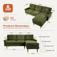 thumbnail image 3 of XIZZI 87" Modular Sectional Sofa Couch with Reversible Chaise, Mid Century Modern Comfy L Shaped Corduroy Couches, 3-Seater Indoor Convertible Sofas for Living Room, Green, 3 of 9