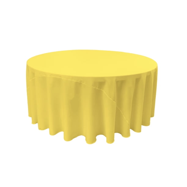La Linen Mantel De Popelín De Poliéster Redondo De 120 Pulgadas, Color Amarillo Claro