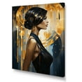 thumbnail image 2 of Designart "Elegance of Woman in Sapphire and Gold I" Fashion Canvas Wall Art - Glam Black Woman Entryway Wall Art Print, 2 of 6