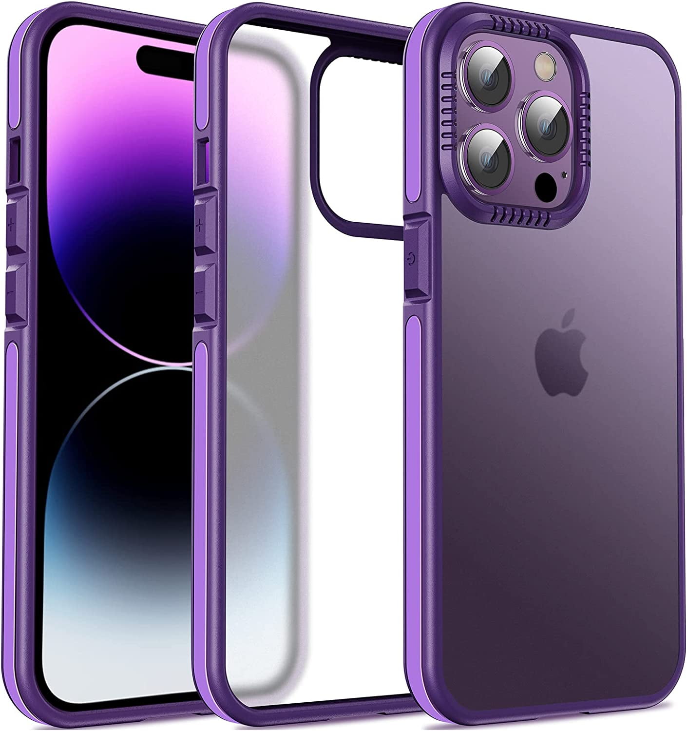 Casus Frosted Matte Silicone Frame Shockproof Case for Apple iPhone 14 Pro Max - Purple