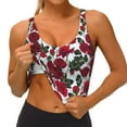 thumbnail image 3 of Gukieu Rose Flowers Print Women's Sports Vest, Low-neck U-shaped Removable Pad Sports Bra for Yoga, Exercise, Dance-Large, 3 of 8