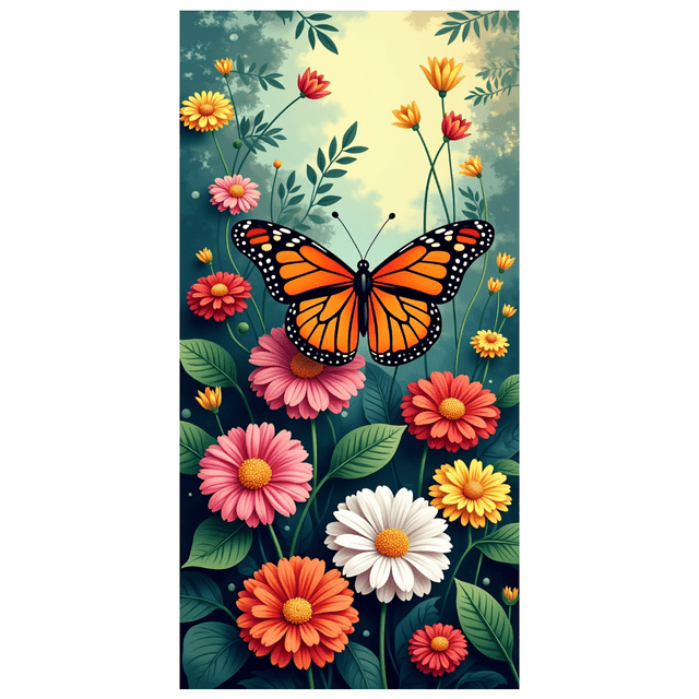 Colorful Floral Illustration Banner Garden Background Backdrop Birthday Party Wedding Celebration Photography Props Spring Decor Botanical Elements
