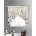 thumbnail image 3 of Pink Blue Spring Floral Swag Valances for Windows, Watercolor Elegant Botanical Rustic Rod Pocket Sheer Valances for Windows, Swag Toppers Light Filtering for Kitchen Living Room 2 Panels 36''x36'', 3 of 6