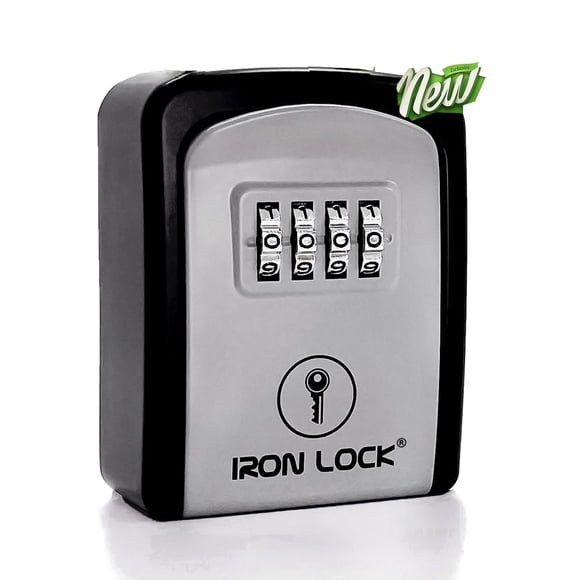 Caja de Bloqueo Iron Lock Negra con Combinación de 4 Dígitos y Capacidad para 5 Llaves Impermeable p