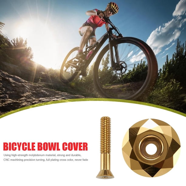 Tapa De Horquilla Cubierta de vástago de bicicleta de montaña Cubierta de tapa superior de auricular de bicicleta con tornillo (Oro)