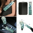 thumbnail image 6 of Renewold Peacock Flower Green 12 PCS Car Seat Cover Split Covers for Women, Non-slip Car Steering Wheel Cover Seatbelt Strap Shoulder Cover Coasters Armrest Pad Handbrake Cover Gear Shift Knob Cover, 6 of 7