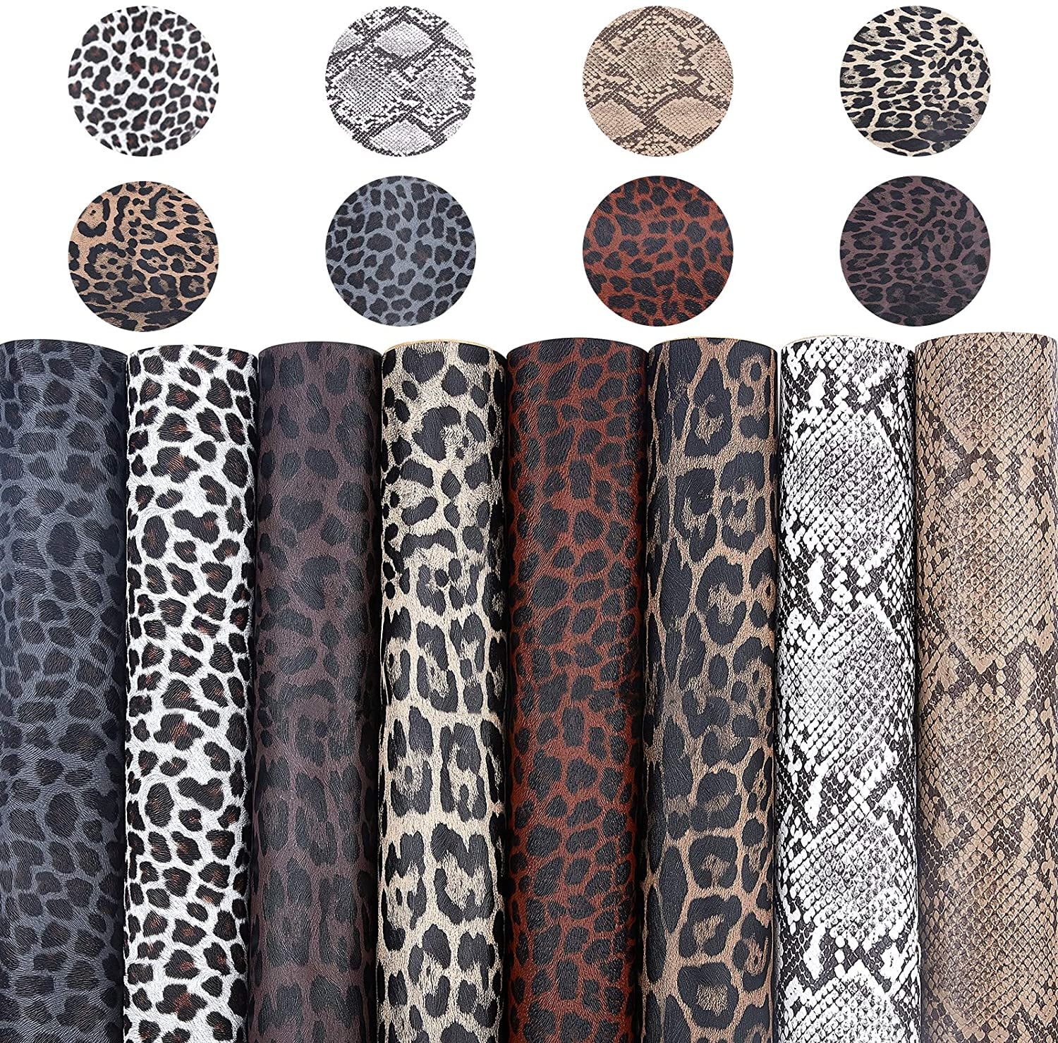 Printed Faux Leather Sheet Leopard Pattern Synthetic Leather Self-Adhesive  Back for Earring,Jewelry Making,Purse,Scrapbook Pages,Pencil Cases, Crafts