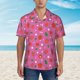 thumbnail image 2 of Balery Strawberry Floral Camisas hawaianas de manga corta para hombre, camisas playeras de corte holgado, camisas de vacaciones con botones,Small, 2 of 7
