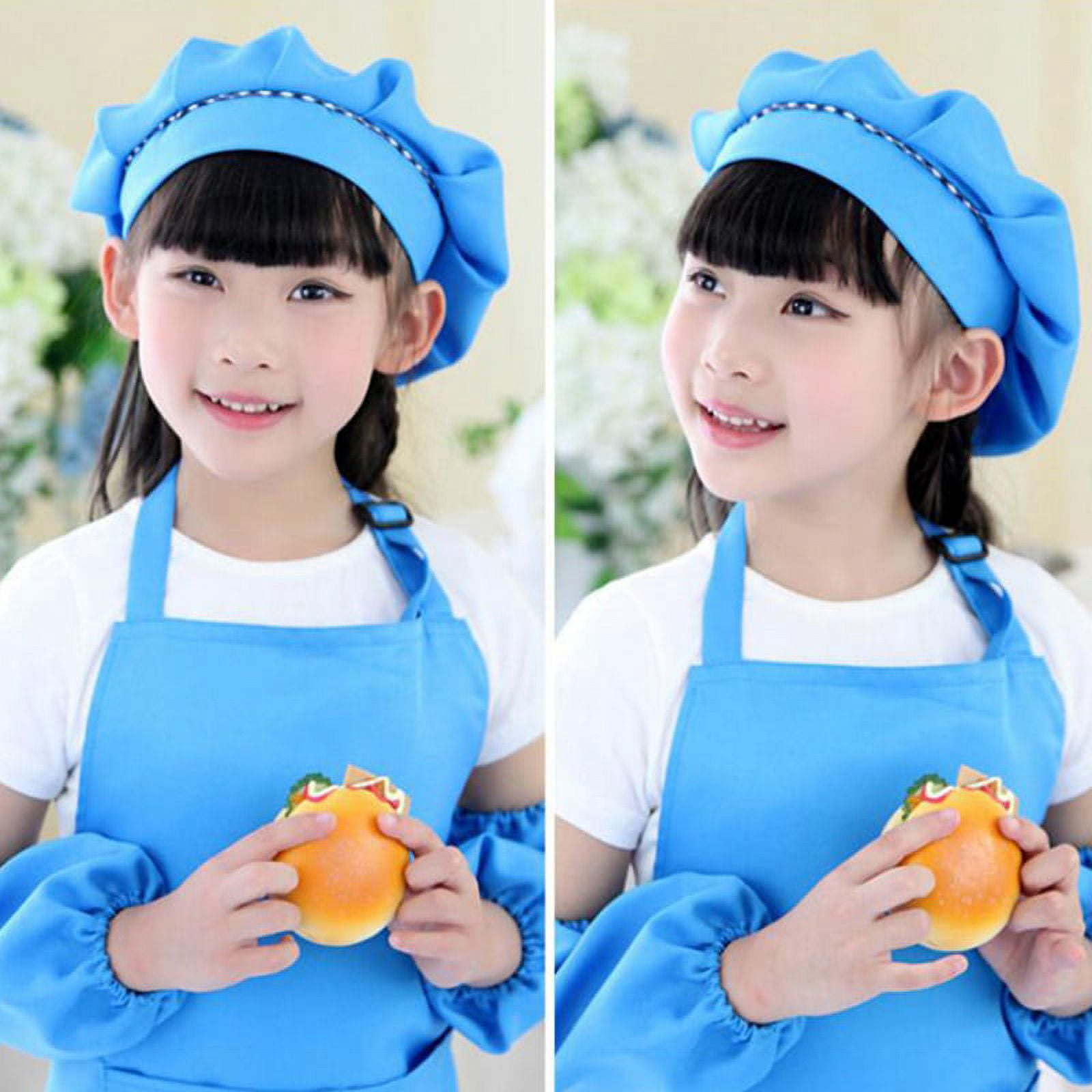 12 Piece Children's Chef Hat Apron Set, Boy and Girl Apron Children Adjustable Cotton Apron Kitchen Apron Belt