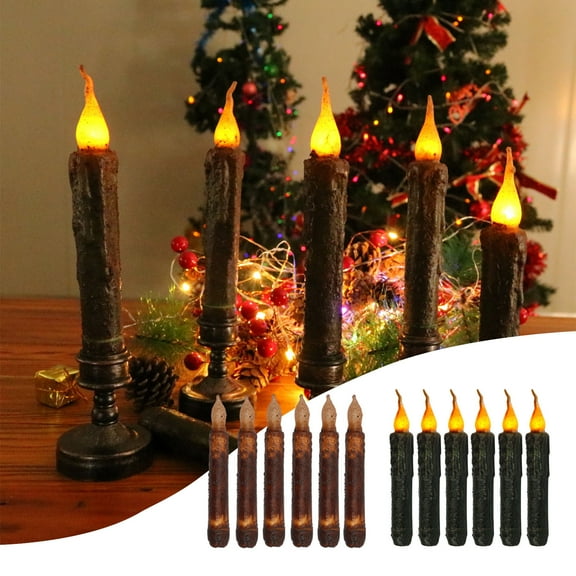 Dmlowu Halloween Led Candles, 6pcs Halloween Decorations Flameless Candles, Plastic Electric Fake Candles for Holiday Party Halloween Decorations Outdoor & Indoor