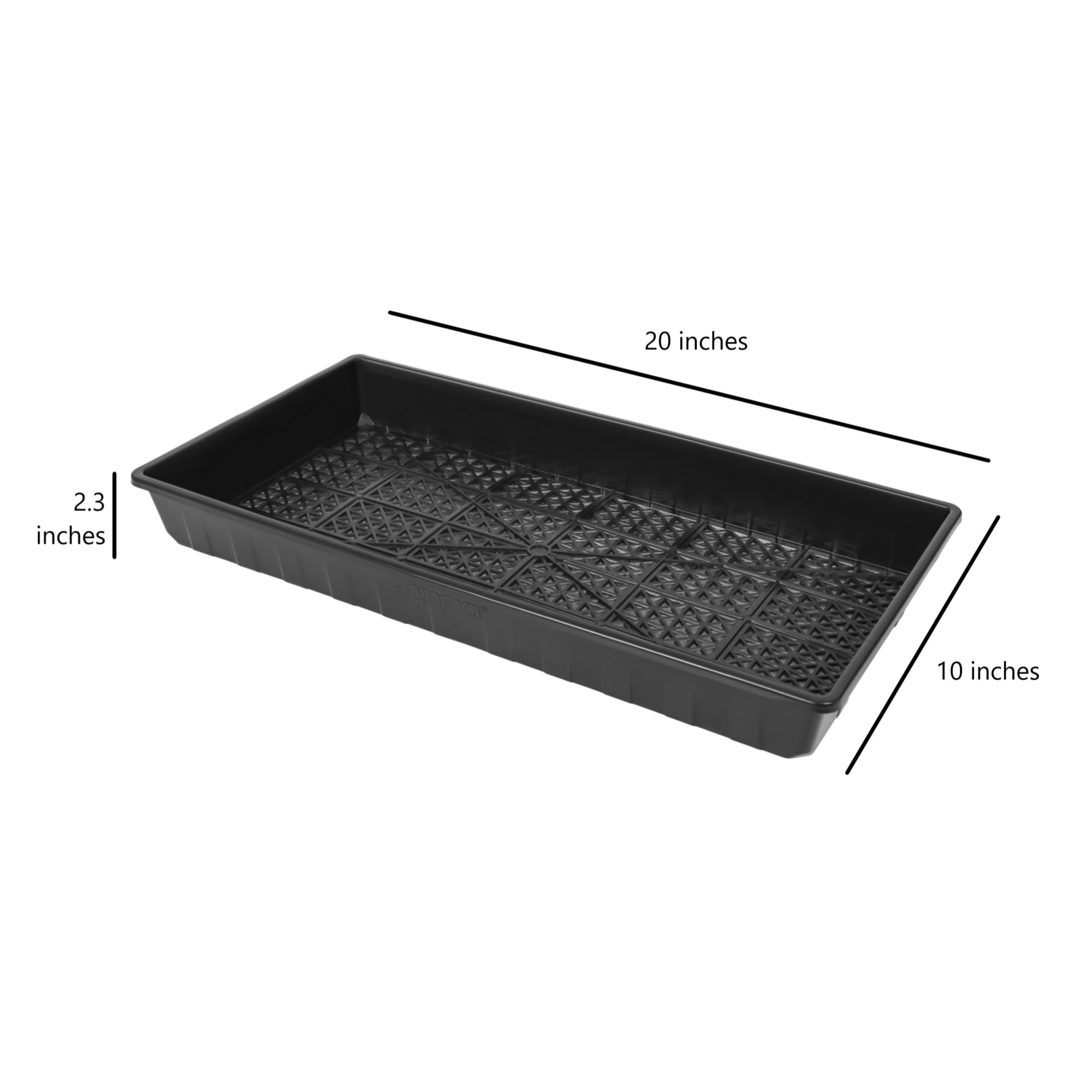 SUNPACK 10” x 20” Heavy Duty Mesh Plastic Seed Starting Tray, Black, 2.3” - Ensures Water Drainage and Aeration, Perfect for Greenhouses or Indoor Gardening