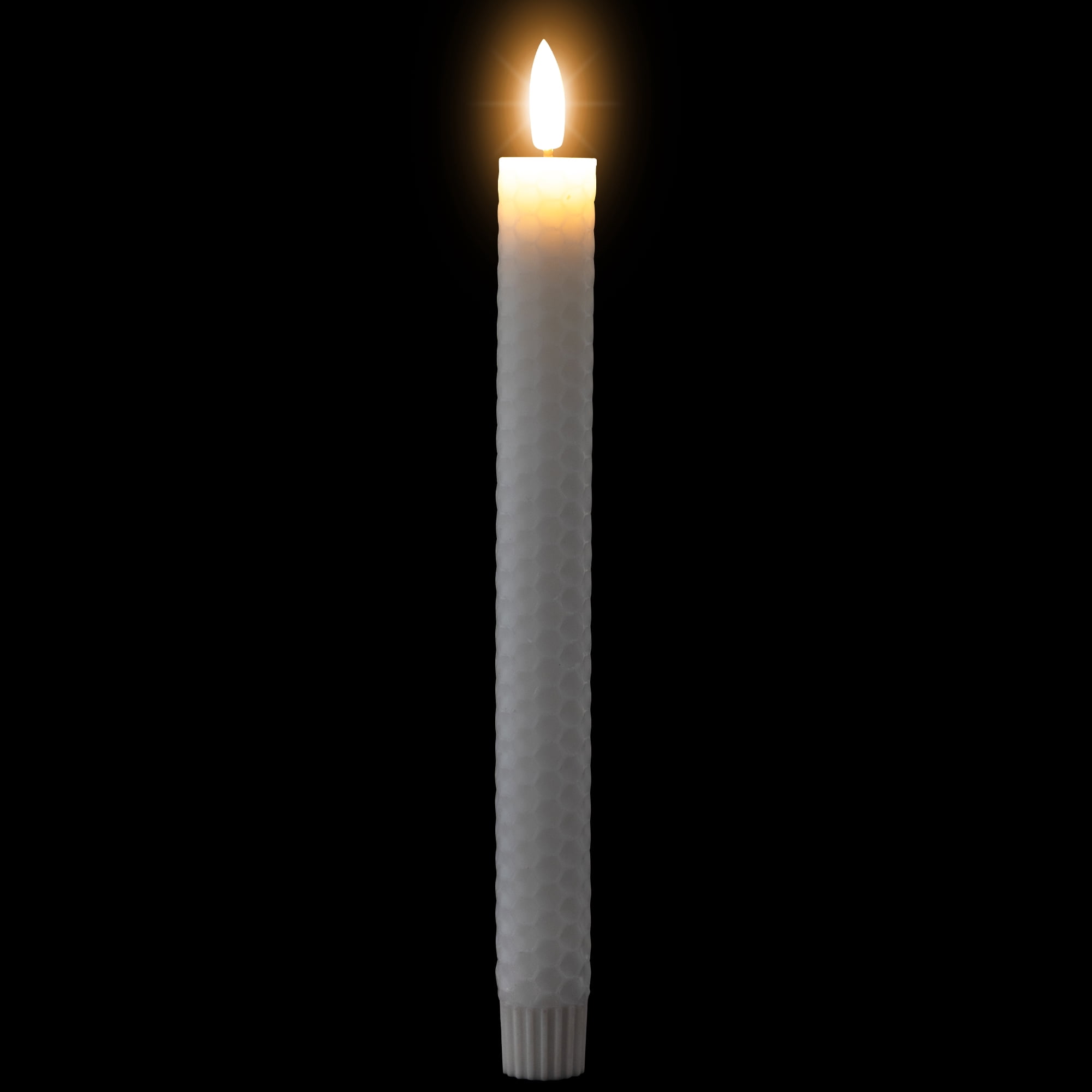 Northlight LED Flickering Flameless Taper Honeycomb Christmas Candles - 9.5" - White - Set of 2