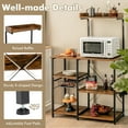 thumbnail image 5 of Costway 4-Tier Kitchen Baker's Rack Microwave Stand w/Basket & 5 Hooks  Rustic Brown, 5 of 10