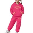 thumbnail image 6 of Bysome Toddler Girls Outfit Set Child Boys Long Sleeve Solid Warm Hoodie Pullover Tops Pants Kids Outfits Sweat Suit Long Sleeve Crew Neck Cute Print Girl 2 Pieces Clothes Set Pink Size 4-5 Years, 6 of 7