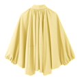 thumbnail image 5 of QHFBli Women's Puffed Bomber Jacket Oversized Streetwear Casual Batwing Sleeve Lapel Collar Zip Front Pleated Shirts, 5 of 6
