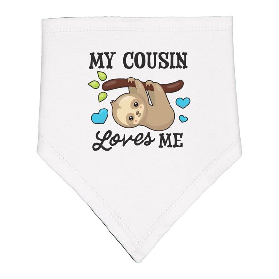 Inktastic My Cousin Loves Me with Sloth and Hearts Baby Bandana Bib