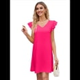 thumbnail image 2 of Vestidos de Verano para Mujer, Cuello en V, Corta, Vestido Informal, Rosa Rojo, Talla M, 2 of 8