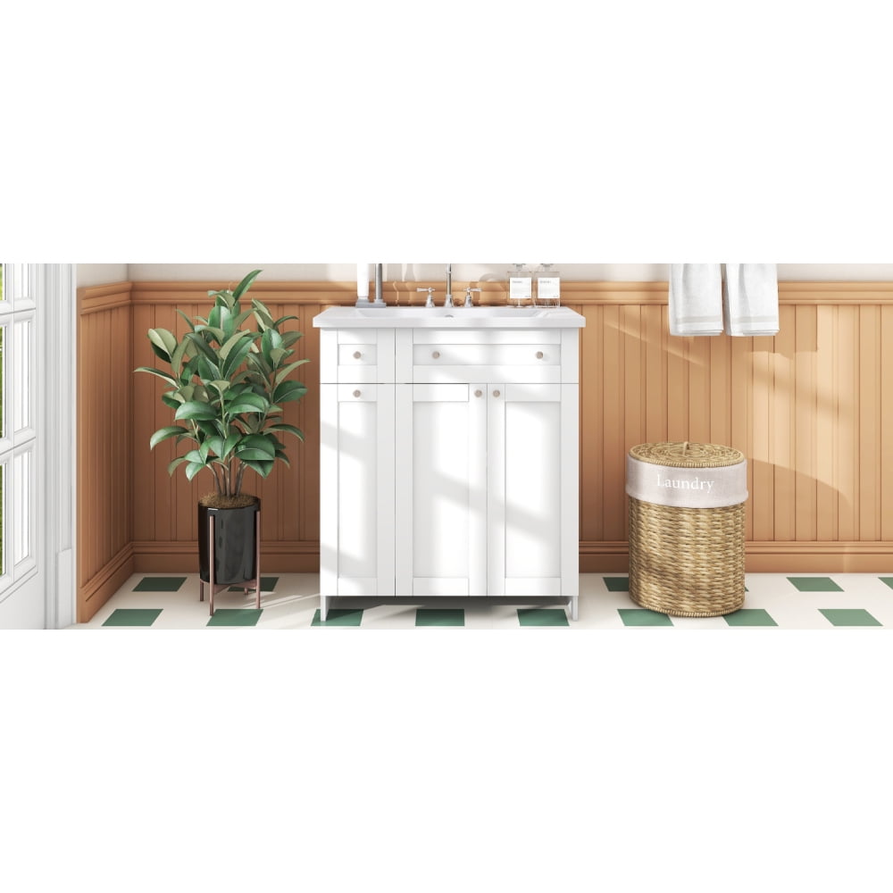 30" White Bathroom vanity with Single Sink ,Cosymart Combo Cabinet Undermount Sink,Bathroom Storage Cabinet vanities