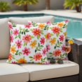 thumbnail image 5 of Spring Pink Orange Red Floral Pillow Covers 2 Pack Watercolor Flower Vintage Pillowcase Waterproof Outdoor Throw Pillow Cover for Patio Garden Square Cushion 24”x24”, 5 of 9