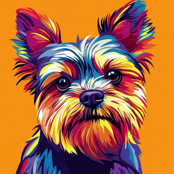 Colored Yorkshire Dog DIY 5D Diamond Art Painting by Number Kits for Adults Paint with Full Drill Round Diamond Gems Painting Art Craft for Home Wall Decoration 13.8x13.8in