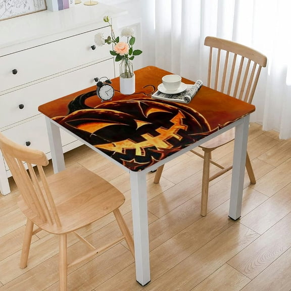 HAOXIT Halloween Table Cover Square, Halloween Pumpkin Home Decorative Tablecloths, Fits Table, Great for Home Kitchen/Parties/Holiday Dinner, Multicolor 36*36