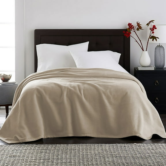 Velvet Plush Blanket Tan Twin 66x86
