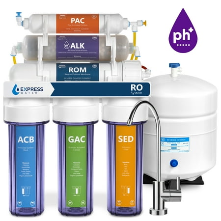 - Express Water Alkaline Reverse Osmosis Filtration System – 10 Stage RO Mineralizing Water Filter – Mineral, Antioxidant, pH + – Under Sink Purifier with Remineralization – 50 GPD