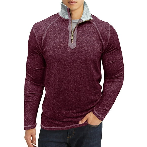 FhsagQ Men's Shirts Mens Shirts Topsage Comfortsoft Men'S Zipper Pullover Slim Fit Stand Long Sleeve Sweater Casual Sweatshirt Men Shirts Men Shirts Tops Red XL
